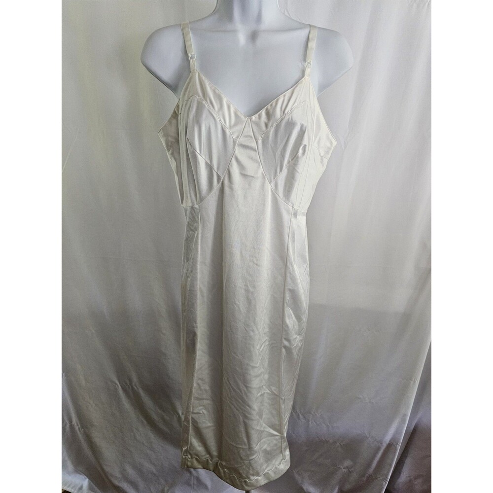 Vintage SEARS Full Slip Womens Lingerie Silky White Antron III Nylon Size 36